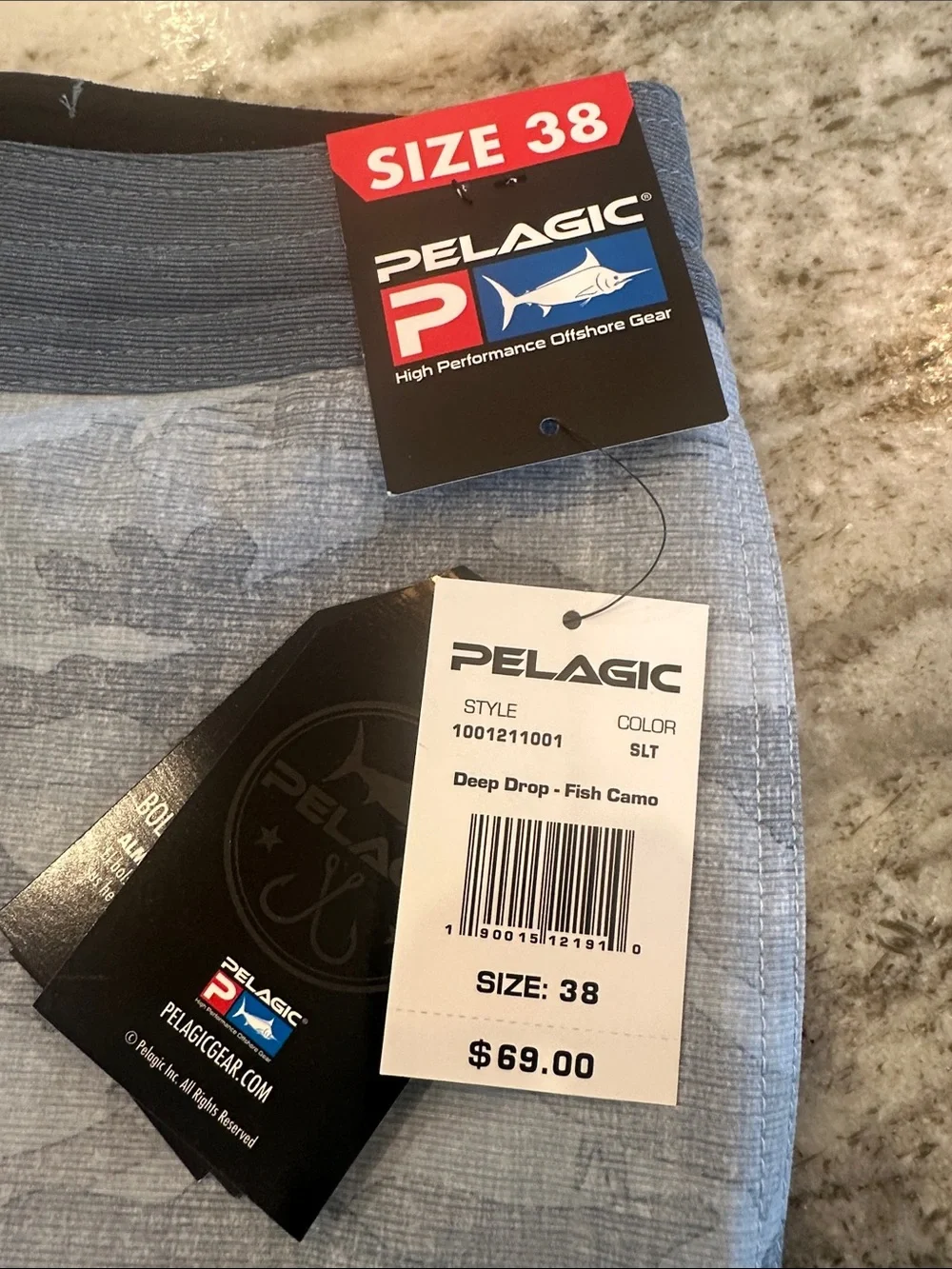 Pelagic Men’s Gray Camo Swim Board Shorts